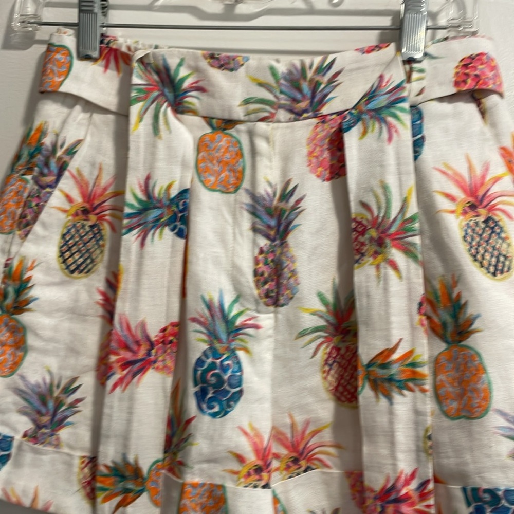 J. Crew White Tropical Pineapple Shorts Sz0 - Picture 2 of 12